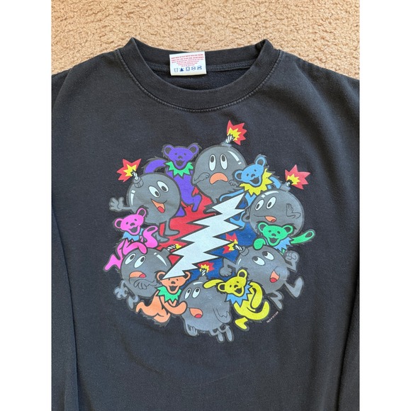 The Hundreds x Grateful Dead Sweatshirt Mens Medium Black Bears Bombs Crewneck - Picture 4 of 8